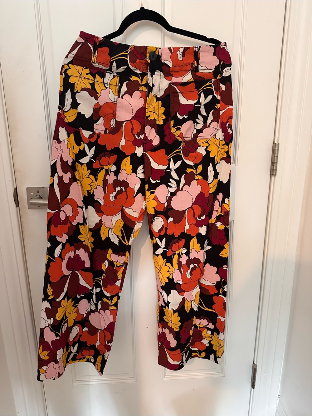 Anthropologie Wide-Leg Floral Pants - Black, Red, Pink, Yellow